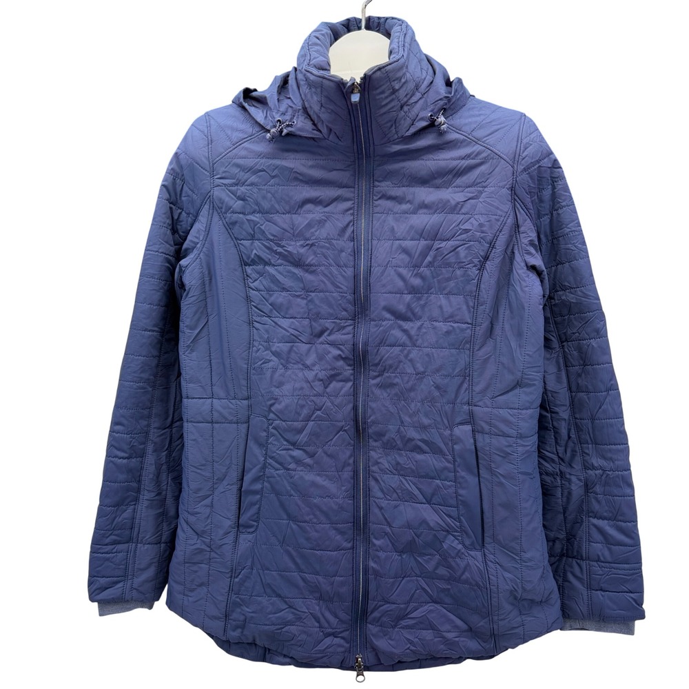 Zero Restriction Womens Quilted Hooded Jacket Blue TherMore Insulated Size M